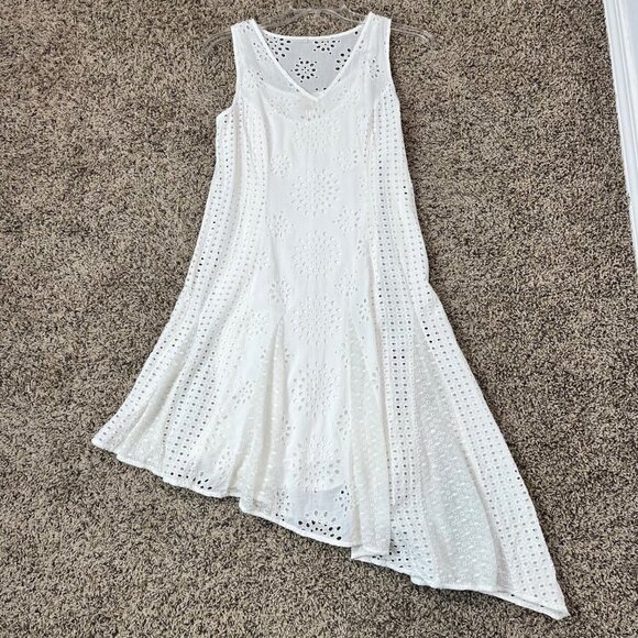 Sundance Jasper Springs White Embroidered Eyelet Dress Size 10 Asymmetrical - Picture 3 of 8
